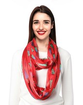 Christmas Theme Infinity Loop Scarf, 20&quot; x 70&quot; Inches - Snowman, Santa, ... - $12.99
