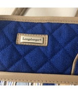 Longaberger Small Quilted Tote Bag Cabana Blue Stripe Two Pockets Magnet... - $9.50