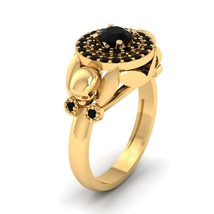 0.95TCW Black Diamond Double Halo Skull Engagement Ring Skull Halloween Jewelry - $969.99