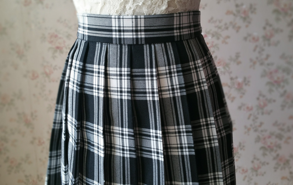 Black And White Plaid Skirt Mini Pleated Plaid Skirt Outfit A Line High