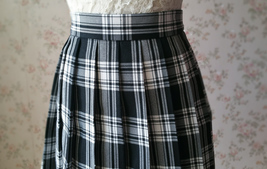 Black and White Plaid Skirt Mini Pleated Plaid Skirt Outfit A-line High Waisted image 8
