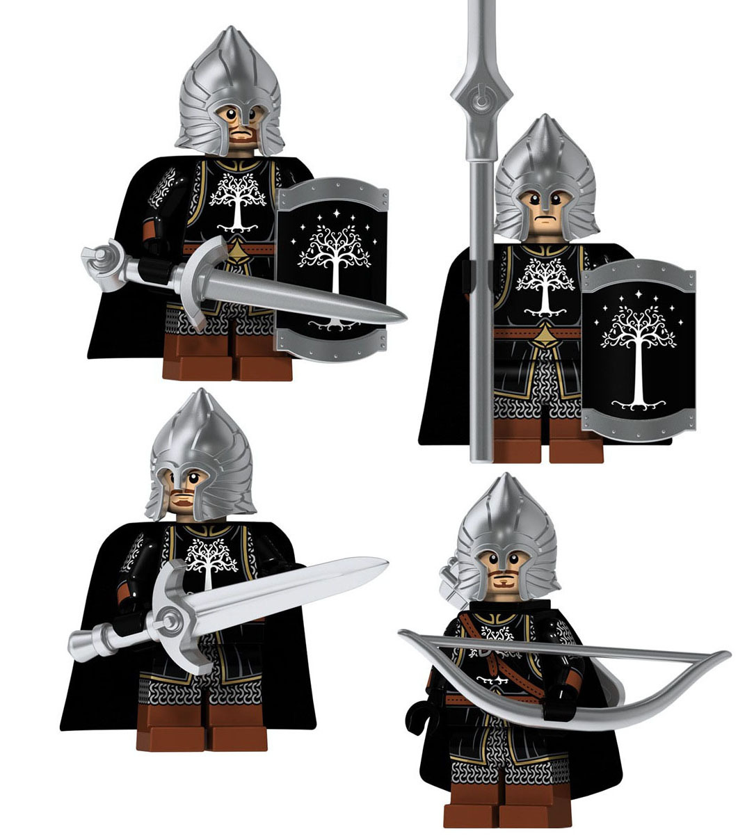 6pcs/set LOTR Gondor Light Archers Spears Swords Infantry Minifigures Toys