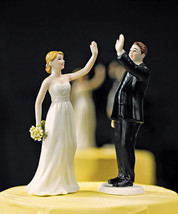&quot;High Five&quot; Cute Funny Bride Groom Wedding Cake Topper HAIR &amp; VEIL CUSTO... - $48.98