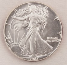 1987 Silver Eagle $1 Coin One Troy Ounce Uncirculated Brilliant - $38.32