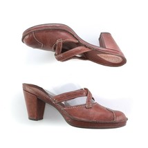 Clarks Artisan Brown Leather Mary Janes Heels Shoes Double Strap Womens 8 - $34.48