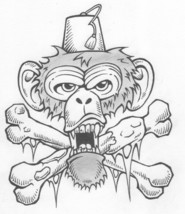 Art by Fred &quot;Phred&quot; Rawles Creepy Fez Monkey T-Shirt design - $89.09