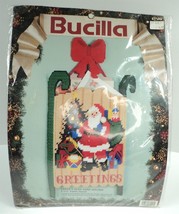 1991 Bucilla Christmas Plastic Canvas - Santa's Sled Card Holder 61153 - New - $8.79
