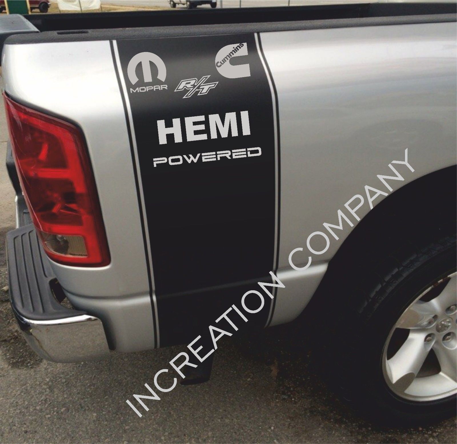 Image of 2 Truck vinyl decal stripes Dodge Ram off road rear bed graphics RT Hemi Mopar