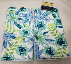 2 SAME PRINTED MICROFIBER KITCHEN TOWELS (15&quot; x 25&quot;) LEAVES &amp; FLOWERS, GR - $11.87