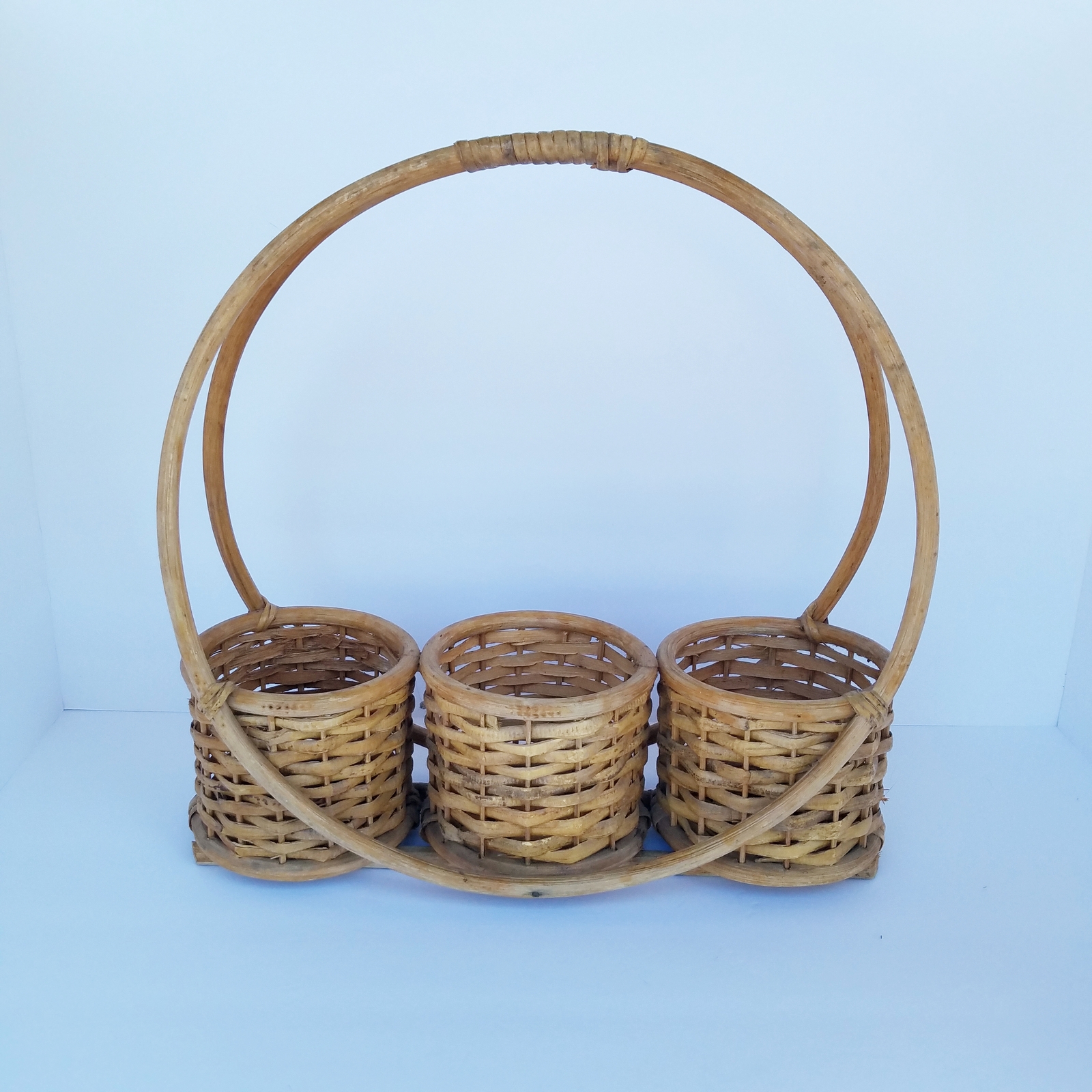 Vintage Dual Handle Wicker Wine Basket Wine Bags, Boxes & Carriers