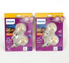 (Lot of 2) Philips Warm Glow G16.5 Candelabra Dimmable LED Globe Light Bulb 2 pk - $16.14