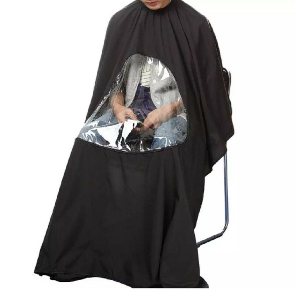 Hair Cutting Barber Cape with Window Phone Viewing Apron Stylist Gown US