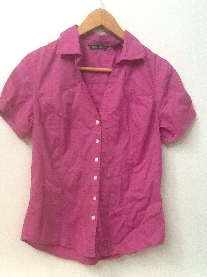 Primary image for Eddie Bauer Size Small Women's Button Down Blouse Top Purple Short Sleeve