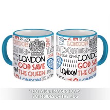 London Text Pattern : Gift Mug Travel Royal Crown Tea Time Bag Craft Fab... - $15.90