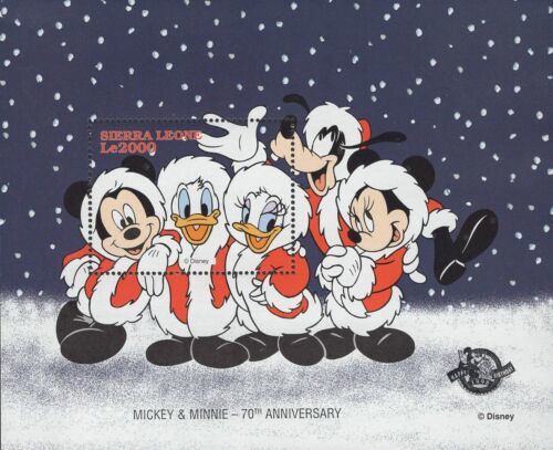 Disney Stamp Mickey Minnie Anniversary Christmas Snow Souvenir Sheet Mint NH