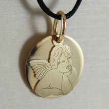 18K YELLOW GOLD PENDANT MEDAL GUARDIAN ANGEL IN RELIEF ENGRAVABLE MADE IN ITALY image 1