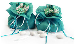 5pieces Blue Love Draw String Bag ,wedding gift bags,Chocolate Gift Boxes - $5.90