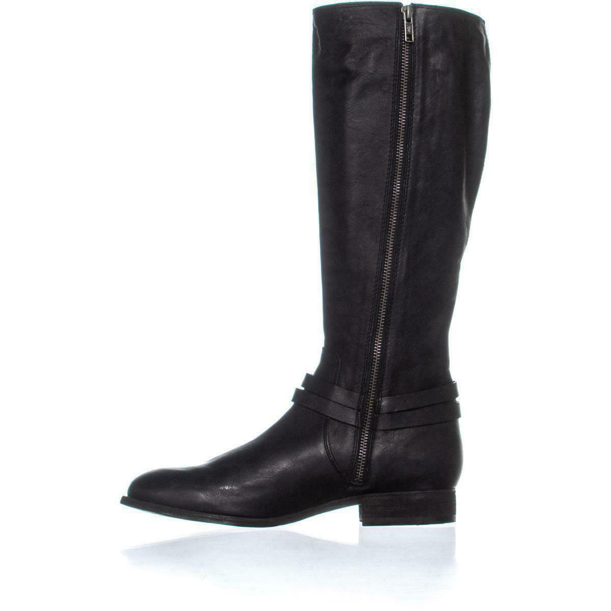 FRYE Melissa Belted Tall Knee High Riding Boots, Black Leather - Boots
