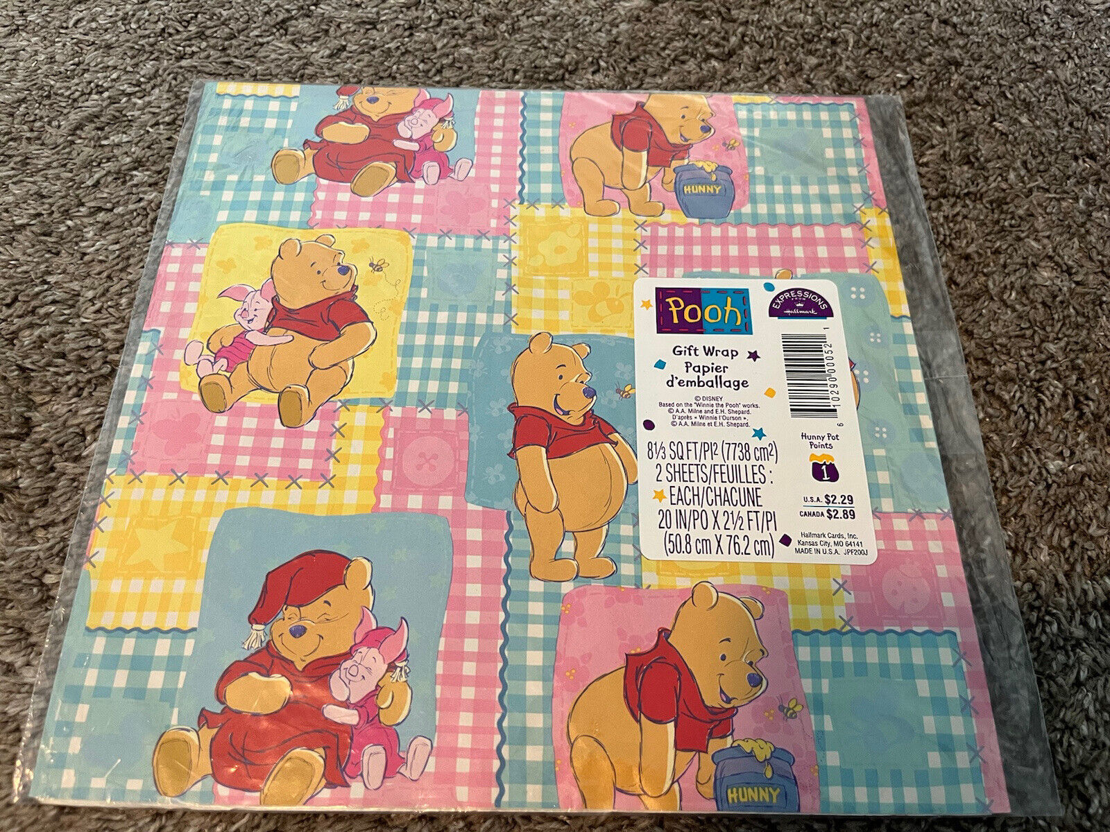 Sealed Disney Hallmark Winnie The Pooh Gift Wrap Wrapping Paper Pooh