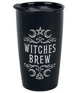 Alchemy Gothic Witches Brew Pentagram Double Walled Ceramic Travel Coffe... - $28.56