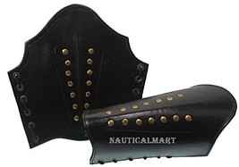 NauticalMart Mens Leather Arm Guards Costume Armor One Size Fits Most Black