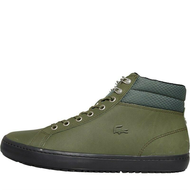 Lacoste Mens Straightset Thermal Leather Shoes Khaki