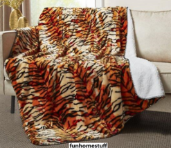 TIGER SKIN PRINT Super Soft Sherpa Luxury Throw Light Weight Blanket 50" x 70" image 2