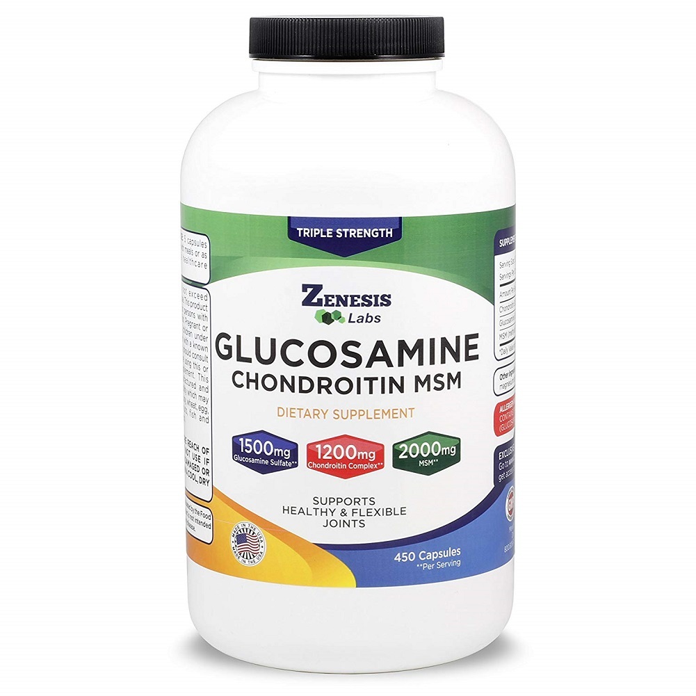 Glucosamine Sulfate + Chondroitin + MSM - for Back, Knee Pain Relief 450 Caps
