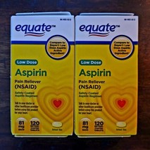 2-PK Equate Low Dose Aspirin Enteric Coated Tablets 81mg EXP:01/23 SAME-DAY SHIP - $10.99
