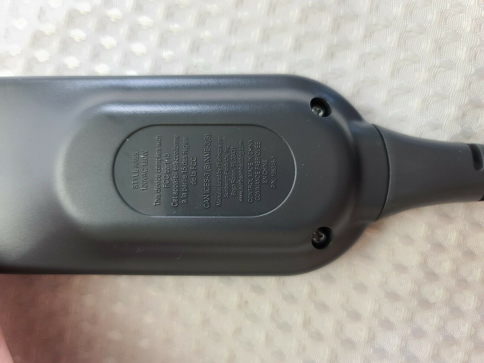 Sunbeam Holmes Electric Heated Blanket Controller 3 Prong Style AA85