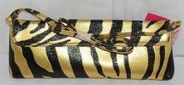 Prezzo Brand Style 3208 Black Gold Zebra Striped Clutch Purse Removable Strap image 2