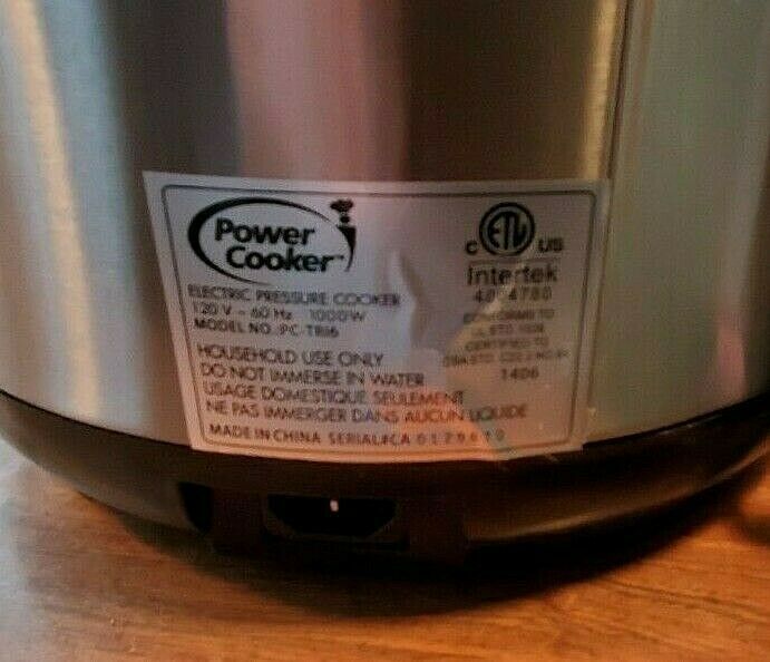 Intertek Electric 6 Qt. Pressure Cooker Power Cooker Model No.
