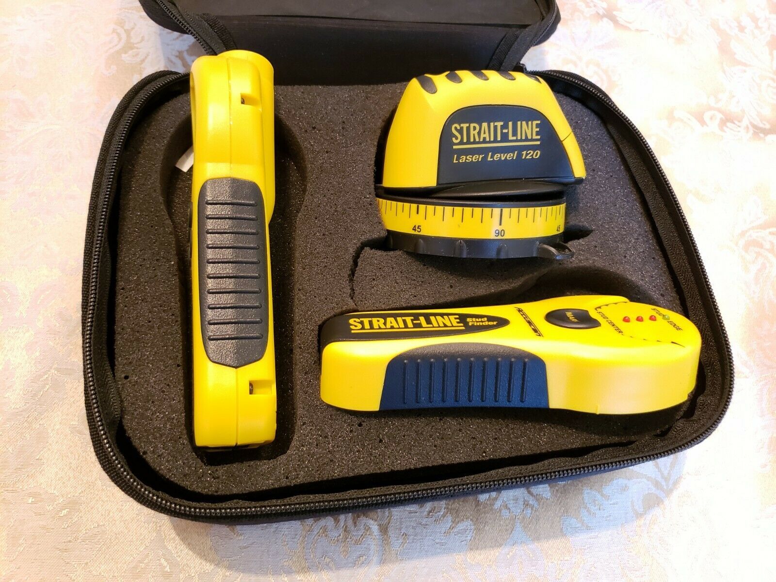 StraitLine Accuscan Stud Finder, Sonic Lazer Tape and Lazer Level 120