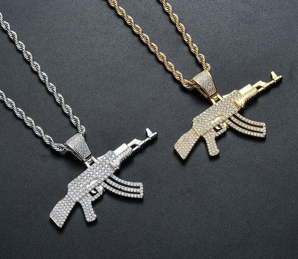 AK47 Pendant AK-47 Necklace Diamond Kalashnikov Pendant Hip - Jewelry ...