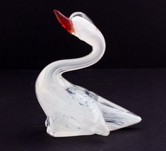 Vintage Lefton Glass Style Swan 5 Inches Tall with Sticker - $9.49