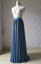 Wedding Maxi Silky Chiffon Skirt Dusty Blue Plus Size Chiffon Full Maxi Skirt image 5