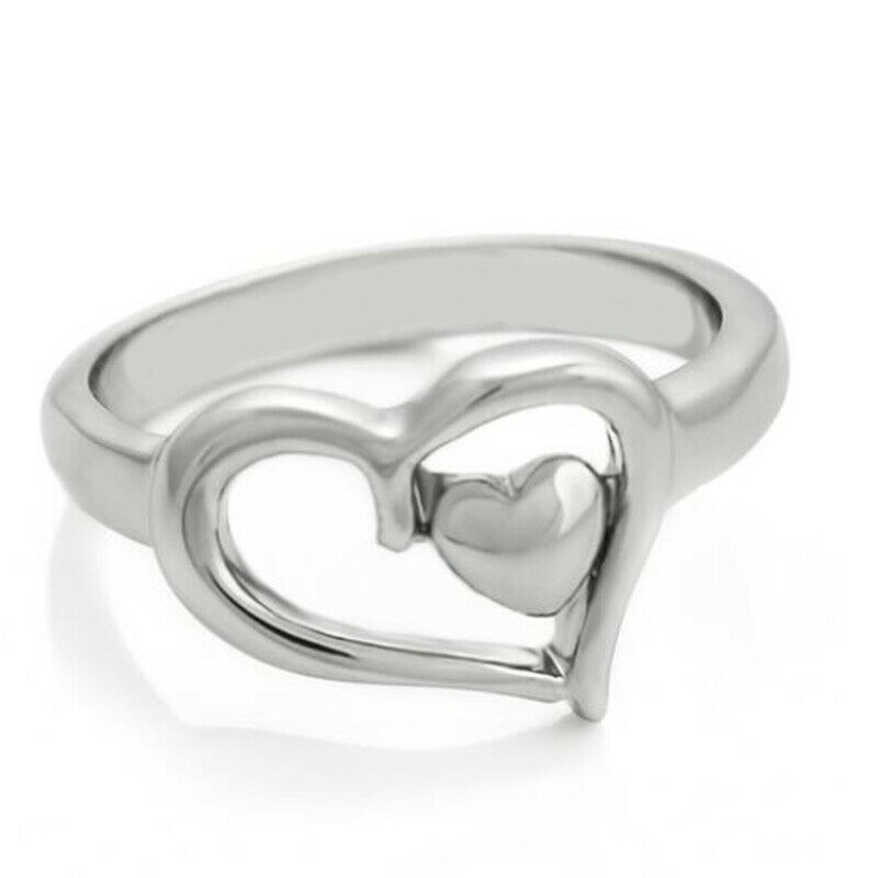Fashion Heart Women 925 Silver Rings Jewelry Wedding Engagement Ring Size 6-10