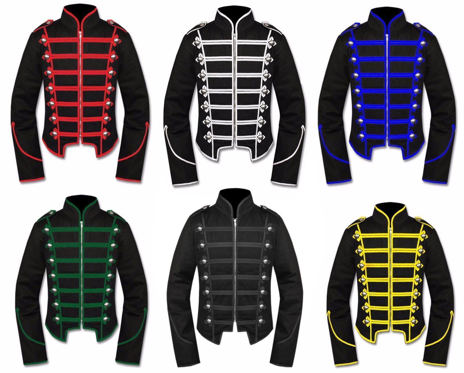 Men Black Military Marching Band Drummer Jacket Gothic New Style in 6