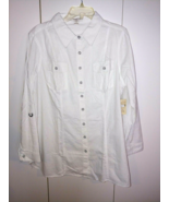 COLDWATER CREEK SHAPED LADIES LS/ROLL-UP WHITE BUTTON SHIRT-2X(20.22)-NW... - $38.00