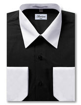 Pre-Owned Men's Classic White Collar & Cuffs Two Tone Dress Shirt With Defects image 5