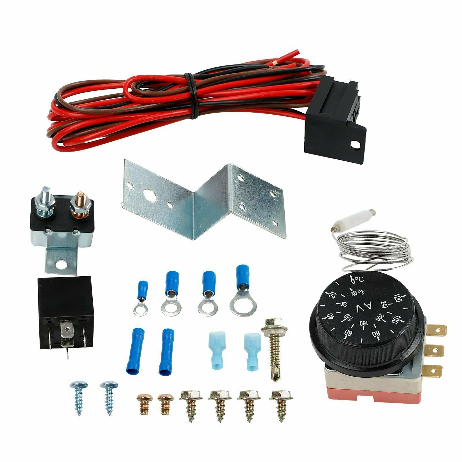 14" INCH Electric Radiator Engine Fan+Adjustable Fin Probe Thermostat