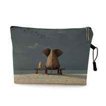 Heart Cloud Elephant on The Beach Makeup Bag Travel Cosmetic Bag Toiletr... - $14.95