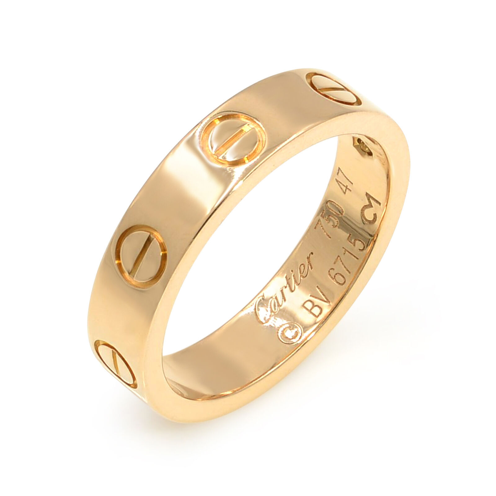 Cartier Mini Love 18K Rose Gold Diamond Band Ring Size 4 B4050747 - Diamond