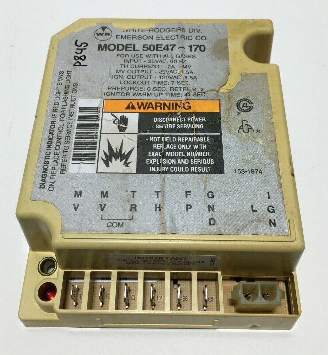 WhiteRodgers 50E47170 Furnace Ignition Module used P845 Central