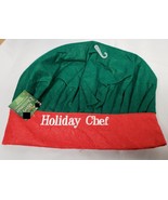1 POLYESTER CHRISTMAS HOLIDAYS CHEF HAT, GREEN &amp; RED, one size fits all - $11.87