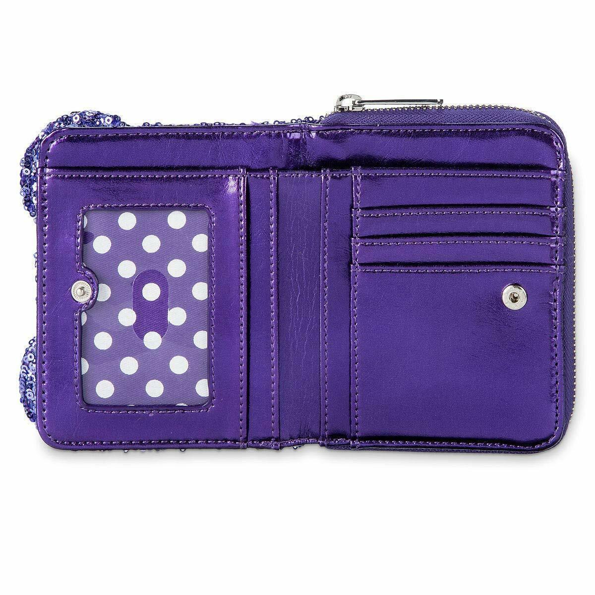 Disney Parks Minnie Mouse Potion Purple Sequined Wallet By Loungefly