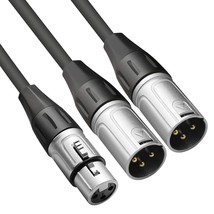 Xlr Splitter Cable, 1 Xlr Female To 2 Xlr Male Patch Y Cable Balanced  - £21.40 GBP