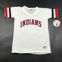 Vintage Cleveland Indians Youth Boys M White Jersey V Neck Made In USA NWT - $21.38