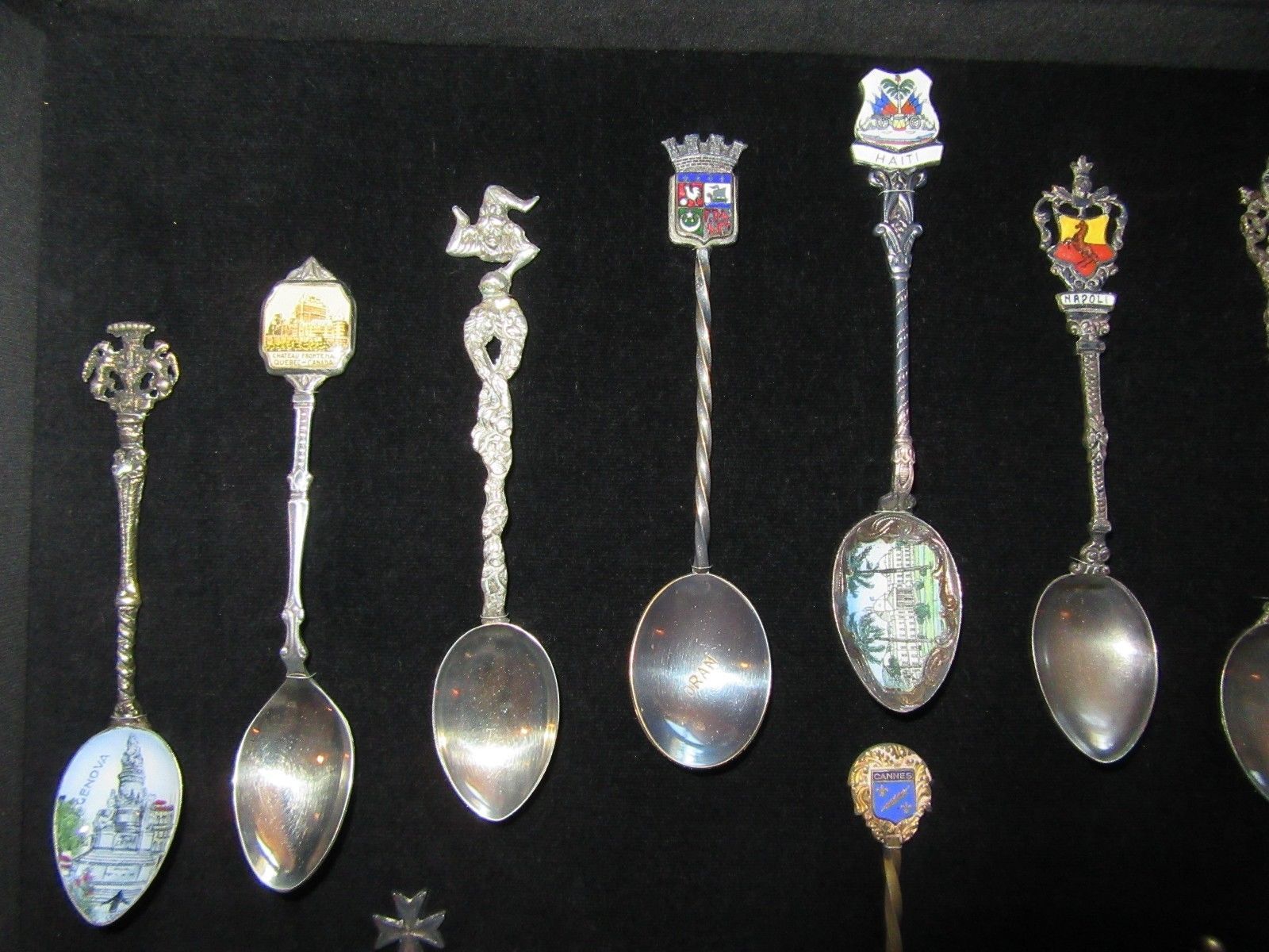 CL/RARE ANTIQUE SOUVENIR SPOON COLLECTION/SILVER?/GOLD?/ENAMEL