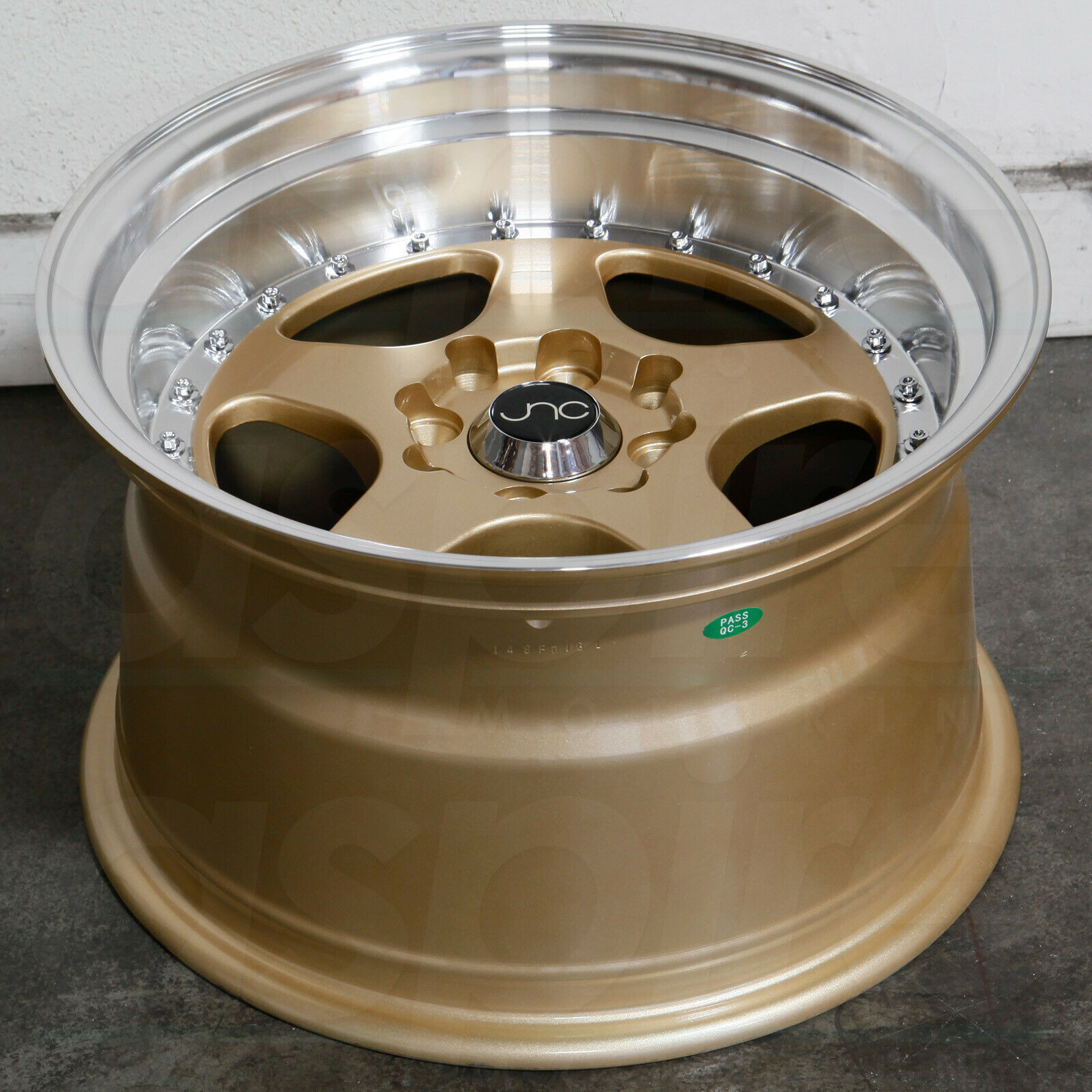 16x9 JNC 010 4x100/4x114.3 15 Gold Machine Lip Wheel New Set(4) - Wheels